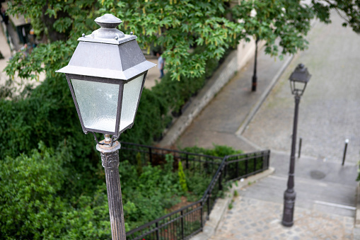 Traditional street light in the Montmarte district of Paris