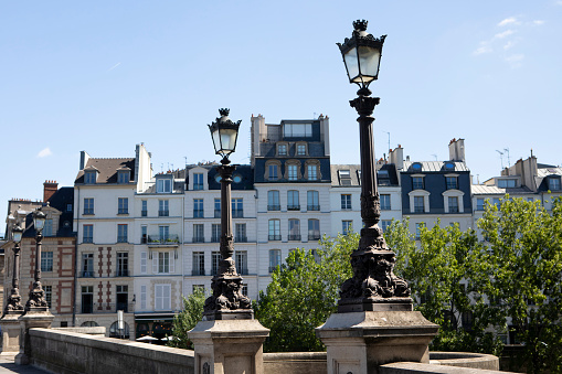 Street lamps on Pont Neuf on a summer day