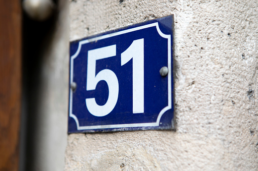 House number in the Batignolles district in Paris
