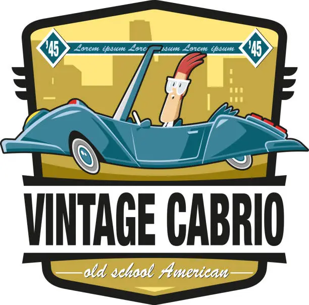 Vector illustration of VINTAGE CONVERTIBLE