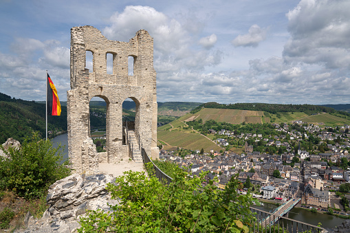 TRABEN TRARBACH, GERMANY - MAY 21, 2022: Ruin of old castle Grevenburg close to Traben Trarbach on May 21, 2022 in Germany