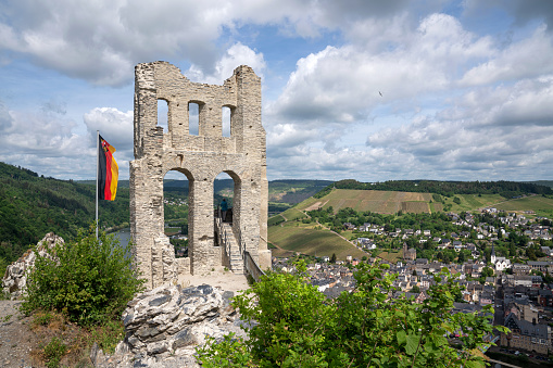 Traben Trarbach, Germany - May 21, 2022: Ruin of old castle Grevenburg close to Traben Trarbach on May 21, 2022 in Germany