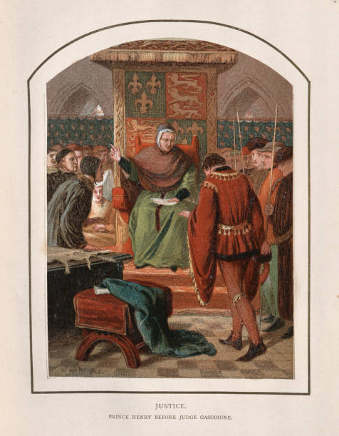 istock Prince Henry before Judge William Gascoigne, Medieval Justice. 1407256562