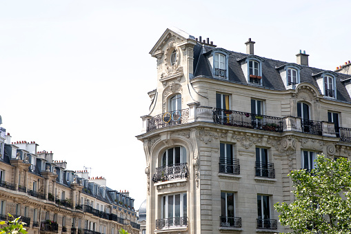Facade of a Haussmannian building in Paris