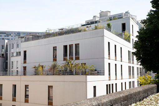 New residential building in Paris on a sunny day