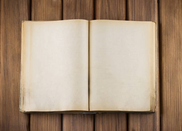 istock Top view of blank open old book 1407259129