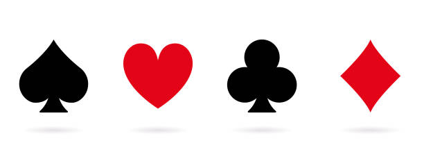 card suit spade czarna ikona sylwetki. gra kasynowa flat symbol. poker play suit set piktogram glifu. hazard black jack club w las vegas symbol. karta do gry. izolowana ilustracja wektorowa - silhouette poker computer icon symbol stock illustrations