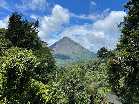 Arenal volcano at 1633 m. It is easily visited from San Jose.