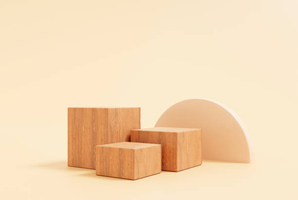 istock Wood pedestal podium luxury background 3D illustration empty display scene presentation for product placement 1407266284