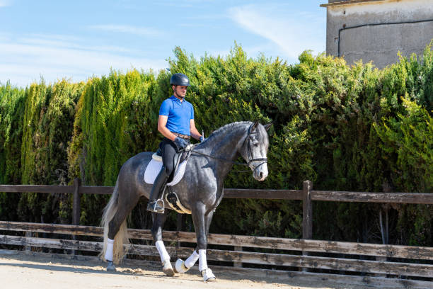 istock Young jockey riding a thoroughbred horse. 1407274300