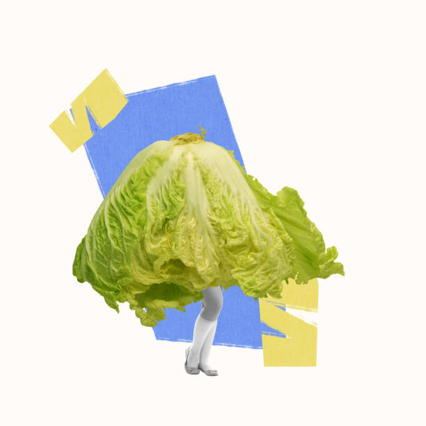istock Composition with green salad, vegetable on human legs isolated over light background. Healthy eating, eco products, vitamins concept. Contemporary art collage 1407274445