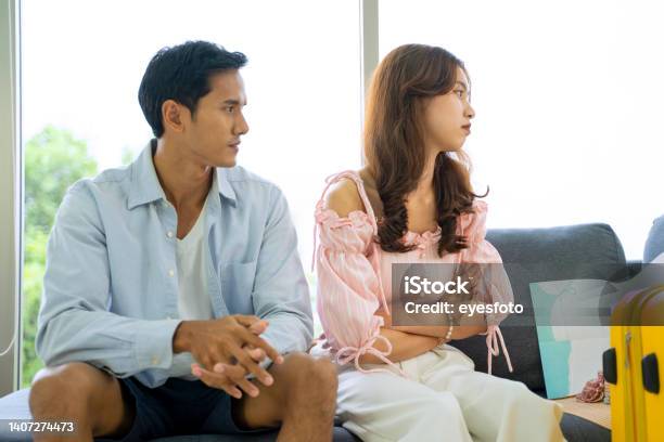 Young Couple Is Preparing For Travel Stock Photo - Download Image Now - Fighting, Couple - Relationship, Anger