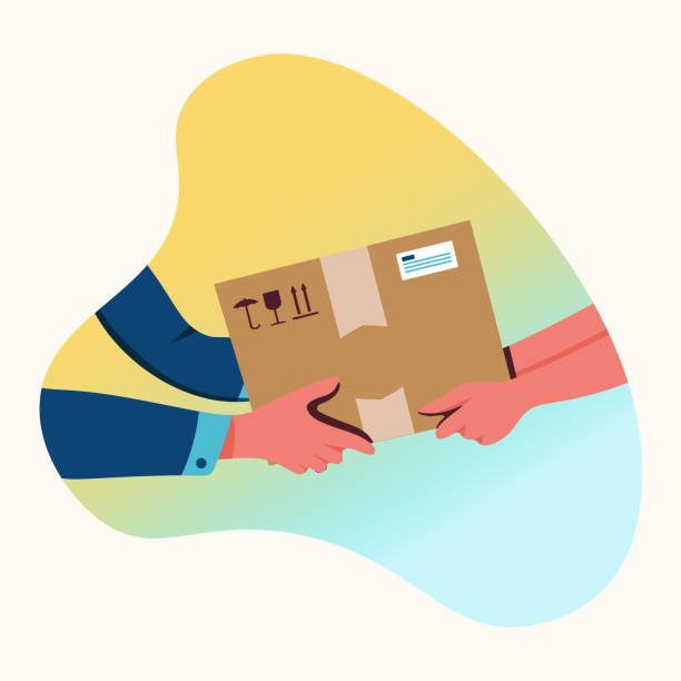 istock Delivery of goods passes from hand to hand with a box 1407275717