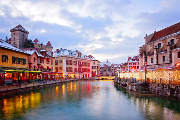 Christmas time in Annecy, France stock photo