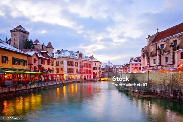 Christmas Time In Annecy France Stock Photo - Download Image Now - Annecy, Christmas, Winter