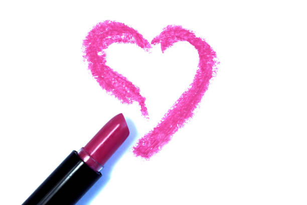 istock Heart painted with lipstick on a white background. 1407279110