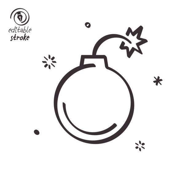 Playful Line Illustration for Detonating Fuse Detonating fuse concept can fit various design projects. Modern and playful line vector illustration featuring the object drawn in outline style. It's also easy to change the stroke width and edit the color. fuse cartoons stock illustrations