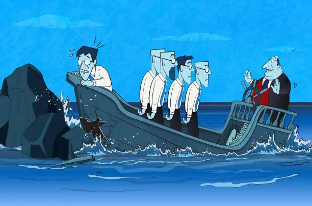 Vector illustration of Sinking Boat