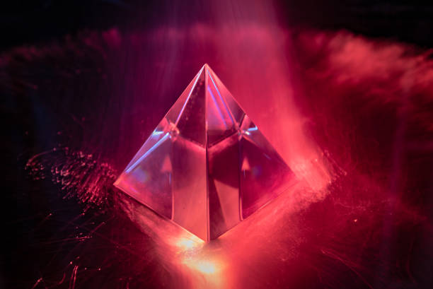 istock Light drawing of a crystal pyramid as a background 1407281932