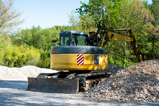 Earth Mover at Road Construction Site