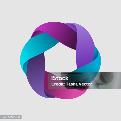 istock Colorful intertwined circle logo. Multicolored business corporate template. 1407289008
