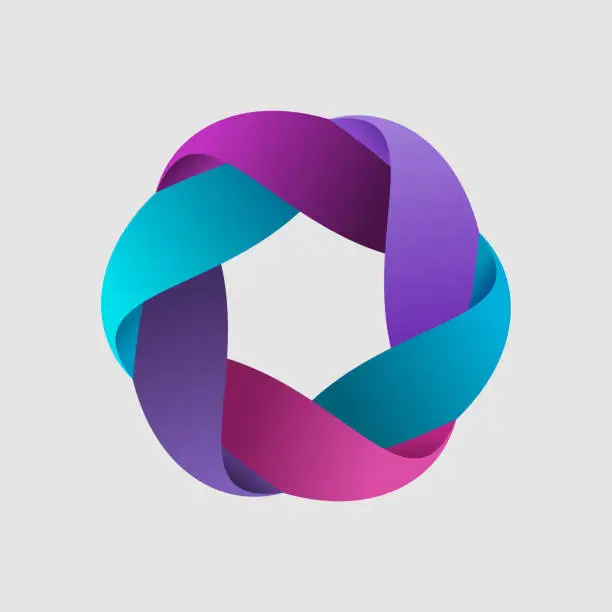Vector illustration of Colorful intertwined circle logo. Multicolored business corporate template.