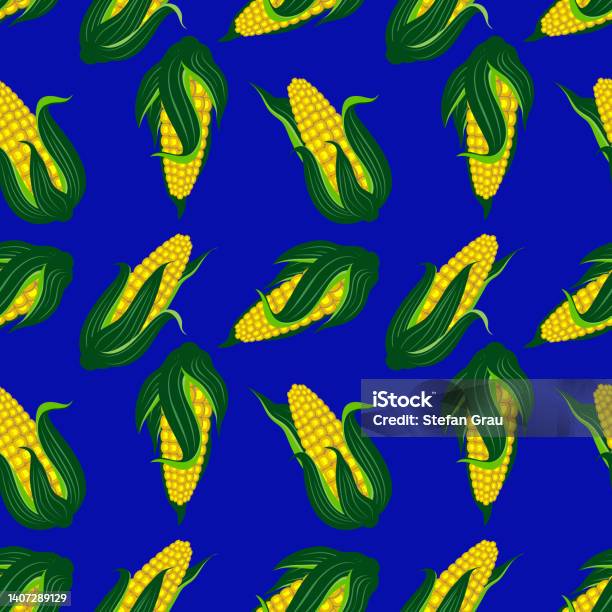 Corn Field Pattern Design Vector Corn Plants Seamless Pattern Template Stock Illustration ...