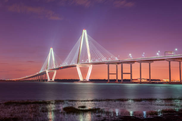 charleston, caroline du sud, etats-unis à arthur ravenel jr. bridge - arthur ravenel photos et images de collection