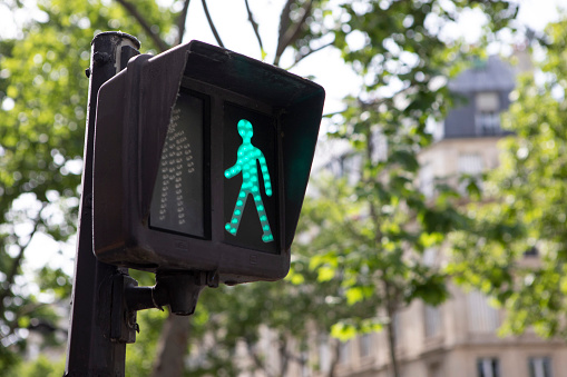 Green man walk sign in Paris