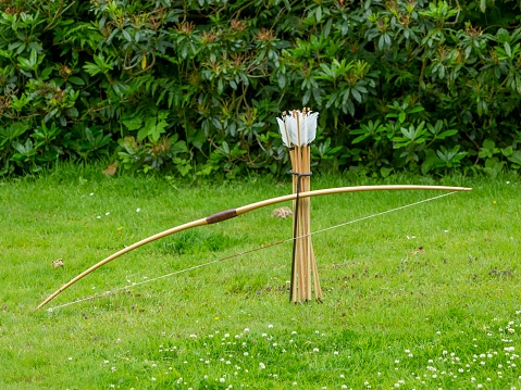 Medieval Long Bow Resting On Arrows.