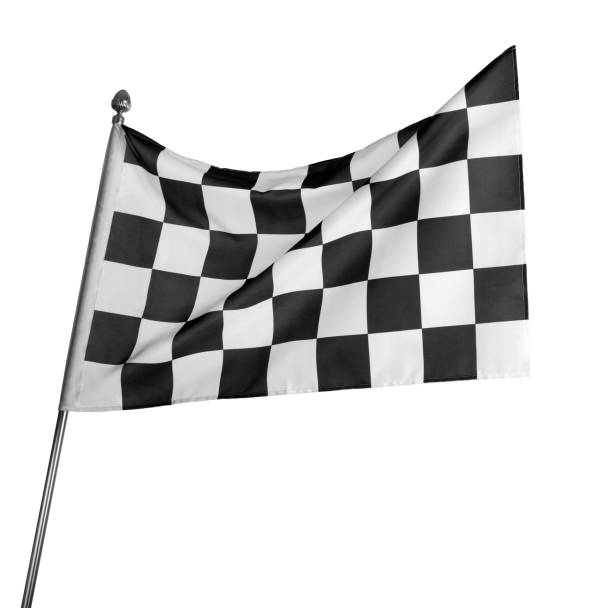 istock Checkered finish flag on white background. Auto racing symbol 1407301312