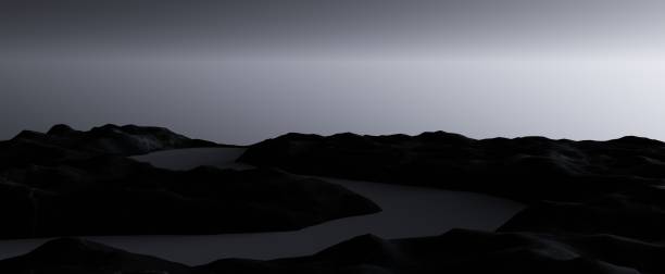 istock Dark mountain plateau with winding river background 1407301398
