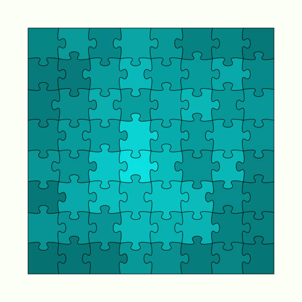 illustrations, cliparts, dessins animés et icônes de puzzle complet bleu vert fini - leisure games solution puzzle jigsaw puzzle