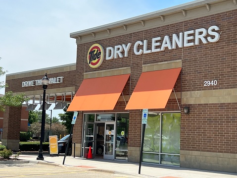 Naperville, IL, USA - Exterior of a Tide Dry Cleaners in suburban Chicago, Illinois.