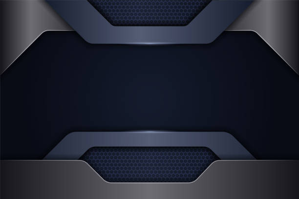 istock Modern Premium Futuristic Diagonal Overlap Blue on Dark Metallic Background 1407307411