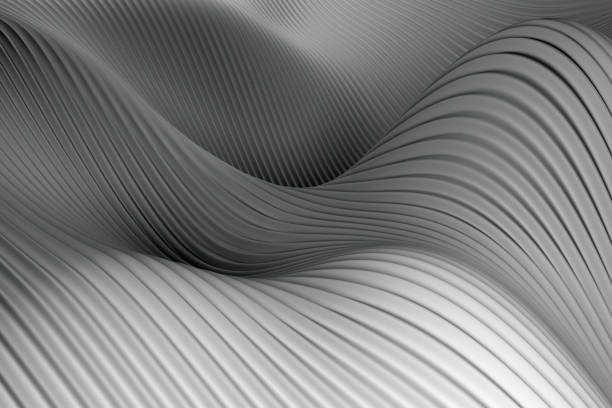 istock Abstract futuristic architecture circular concentric background. Wave outdoor structures. Minimal futuristic tech design in the form of geometric facade texture wallpaper. Close-up 3D rendering 1407310905