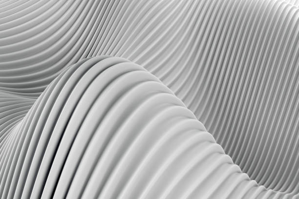 istock Abstract futuristic architecture circular concentric background. Wave outdoor structures. Minimal futuristic tech design in the form of geometric functional texture wallpaper. Close-up 3D rendering 1407311013