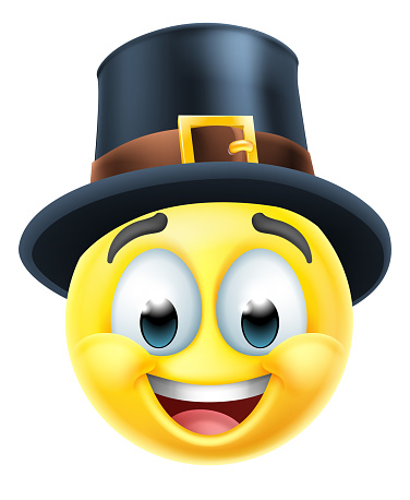 A thanksgiving pilgrim emoticon emoji cartoon face icon
