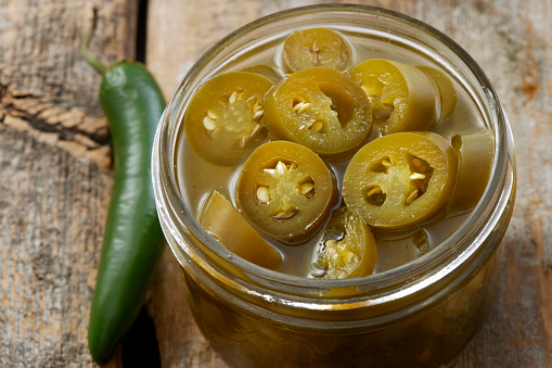 Green Organic Pickled Jalapenos in a Jar