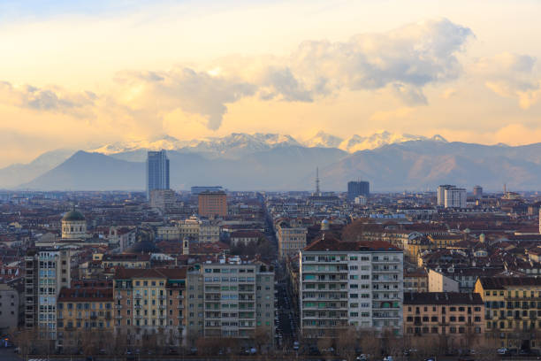 istock Turin city skyline at sunset 1407322744