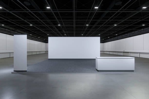 istock Exhibition stand for mockup and Corporate identity,Display design.Empty booth Design.Retail booth elements in Exhibition hall.booth Design trade show.Blank Booth system of Graphic Resources.3d Background for online Event,conference,live.3d render. 1407324334