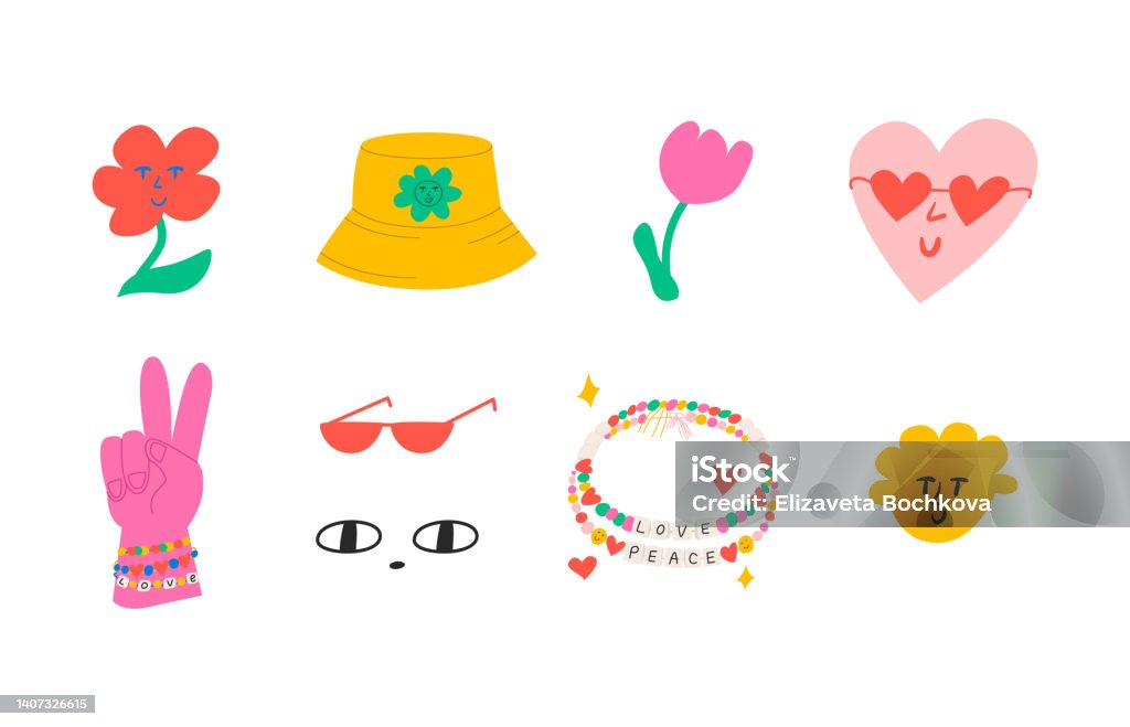 Kidcore Object Set Of Cute Objects In Kidcore Y2k Style Stock Illustration - Download ...