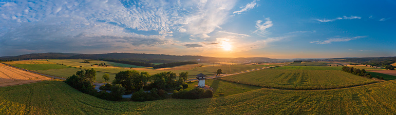 An aerial panorama of Annapolis Rock and South Mountain, located in Washington County, Maryland. Summer season.