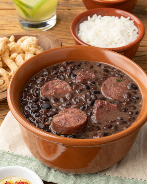 istock Typical brazilian feijoada with rice, caipirinha, farofa and cracklings 1407334006