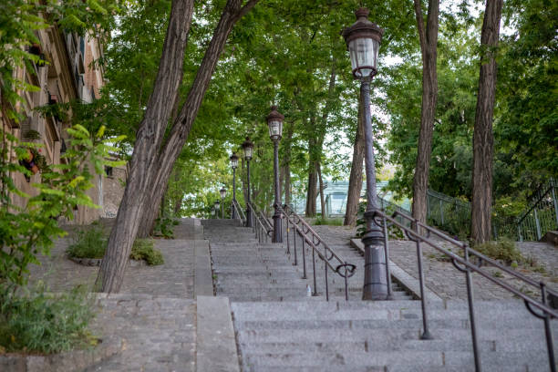 Some of the 222 steps on Rue Foyatier which leads to Sacre Coeur Basilica