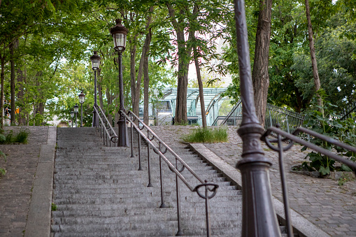 Some of the 222 steps on Rue Foyatier which leads to Sacre Coeur Basilica