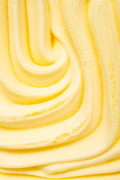 top view pineapple flavor ice cream as background and texture at vertical composition