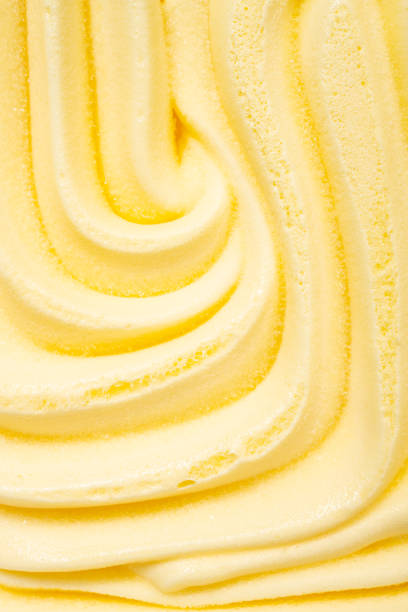 top view pineapple flavor ice cream as background and texture at vertical composition stock photo