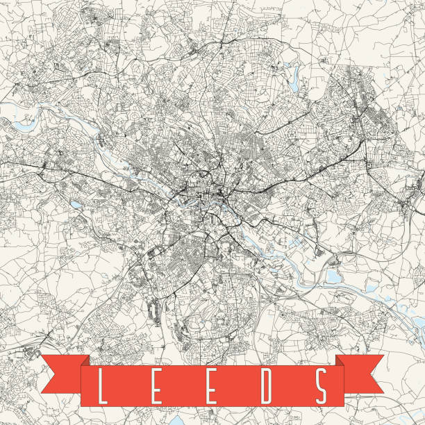 Leeds, UK Vector Map Topographic / Road map of Leeds, United Kingdom. Map data is open data via openstreetmap contributors. All maps are layered and easy to edit. Roads are editable stroke. temple newsam stock illustrations