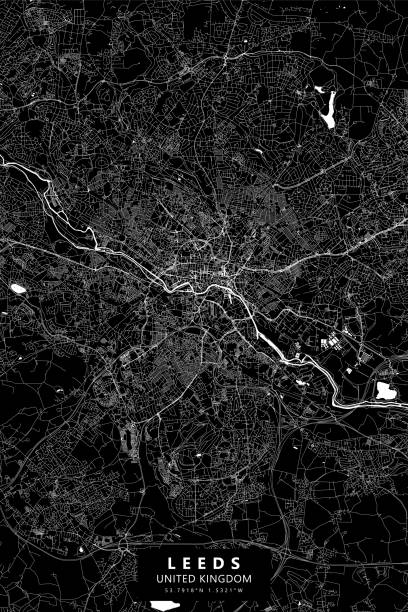 Leeds, UK Vector Map Poster Style Topographic / Road map of Leeds, United Kingdom. Map data is open data via openstreetmap contributors. All maps are layered and easy to edit. Roads are editable stroke. temple newsam stock illustrations